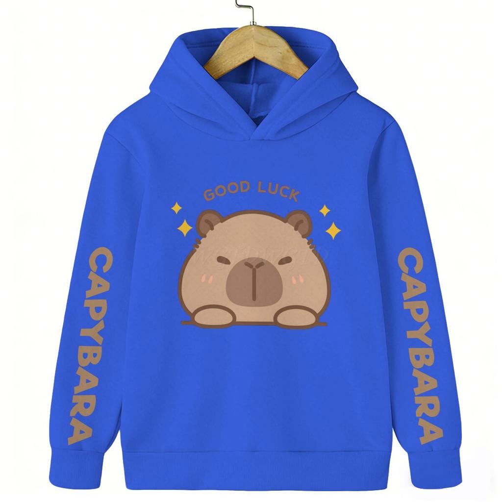 Cartoon Cute Capybara Print Children's Hooded Hoodies Capybara Casual Fashionable Comfortable Boy Girl Sweatshirt Pullover