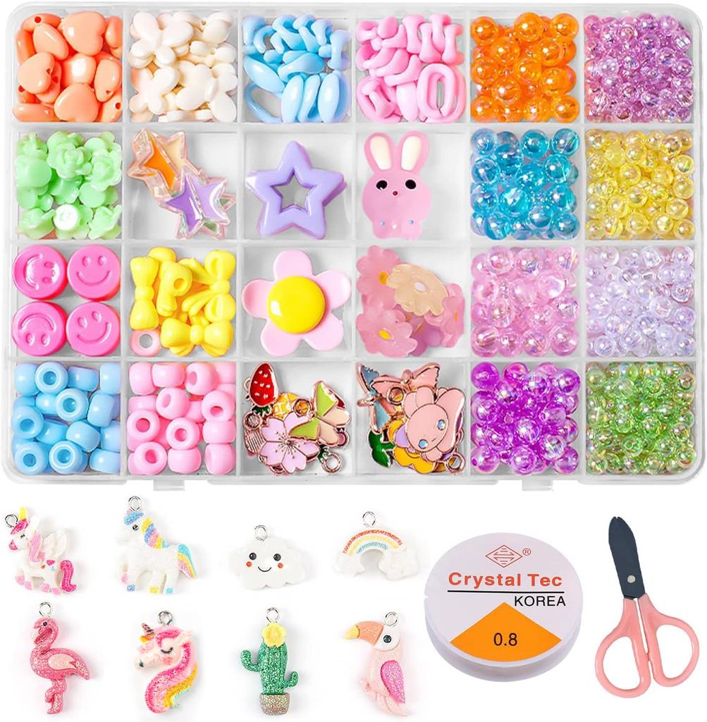 HUAZONTOM Bead Toys for Girls, Accessory Kit, Children's Day Gift, Educational Toy, Headband, Bracelet, Jewelry, Necklace, Charm, Handmade Kit,