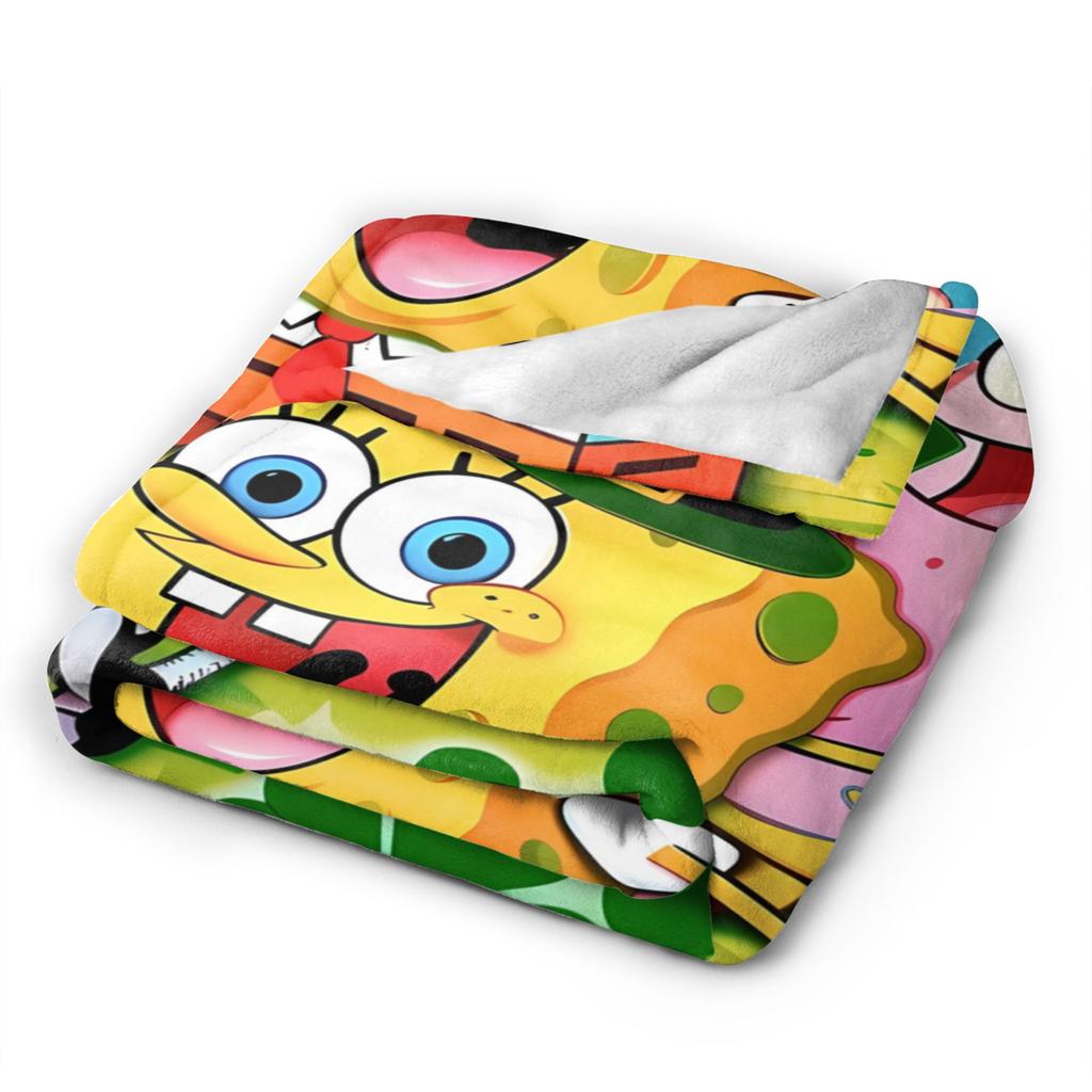 Soft Blanket Children Camping SpongeBobs Bikini Bottom Scene Throw Blanket Flannel Bedspread For Home Decor Sofa Bed Cover