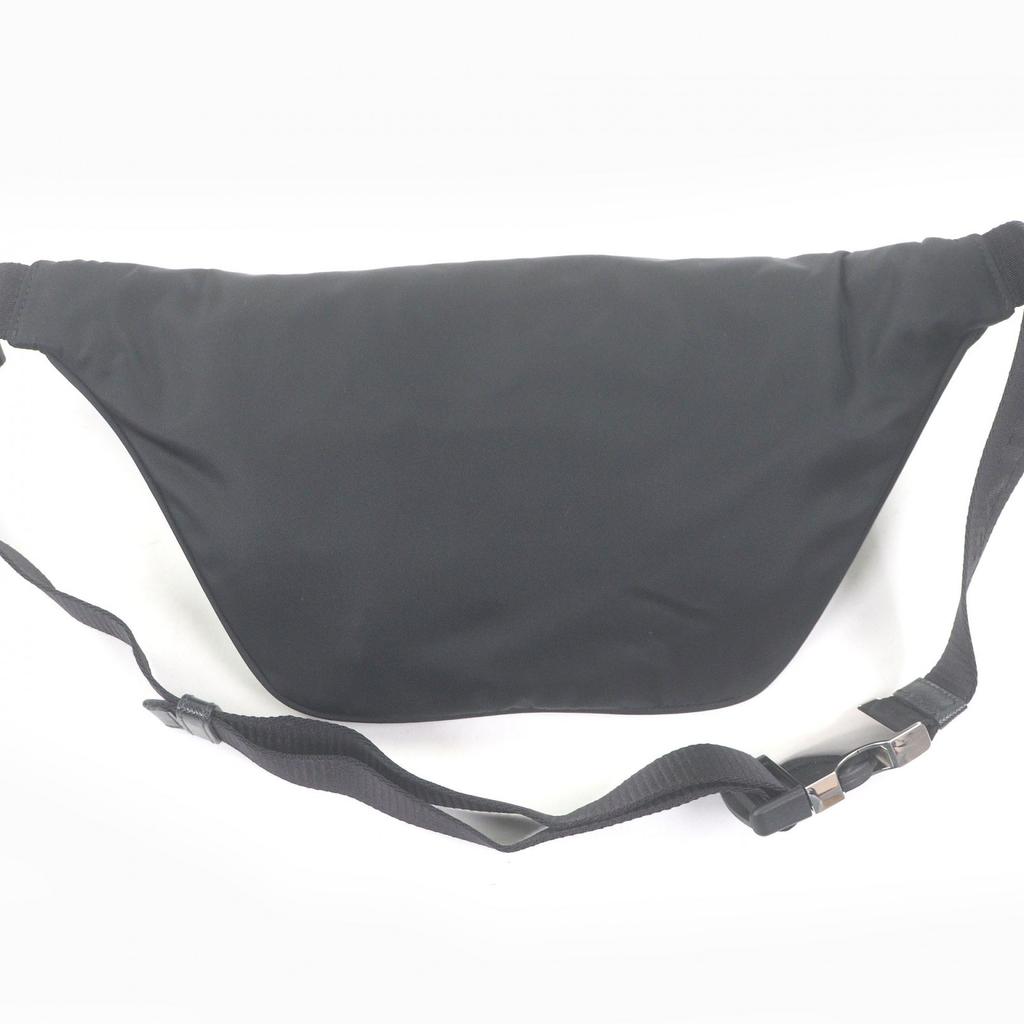 Great PRADA Sling bag Triangle logo Re-Nylon black Safiano leather mens 2VL033 Used