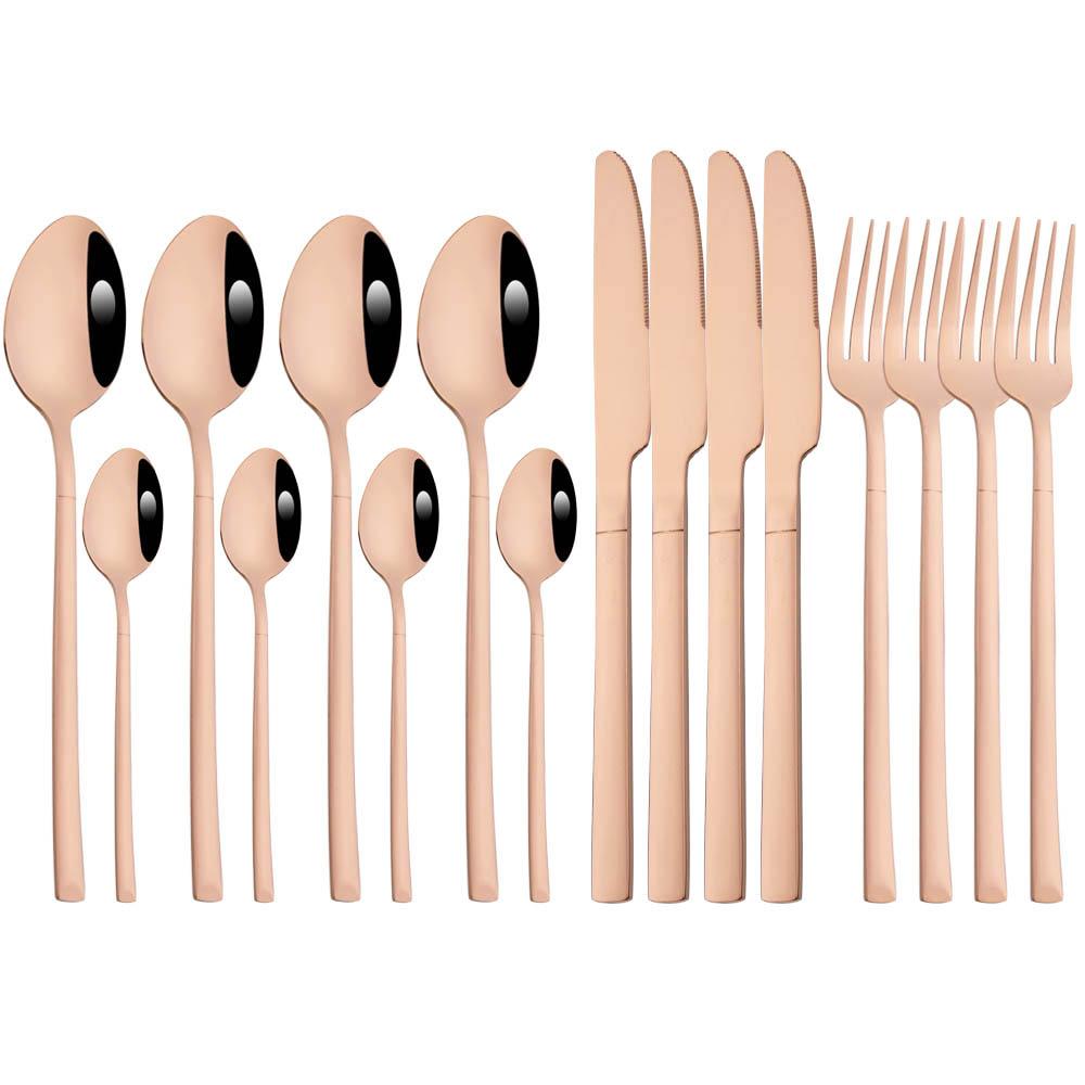 Jankng 16 sztuk czarne sztućce złote szwy zestaw obiadowy ze stali nierdzewnej kuchnia strona główna zachodnie zestaw sztućców nóż widelec łyżki zestaw zastawy stołowej