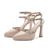 Heeled Sandals Sexy Rivet Pointed Stiletto High Heels Women's Waterproof Table Hollow High Heels Sandals Heels for Ladies 10cm
