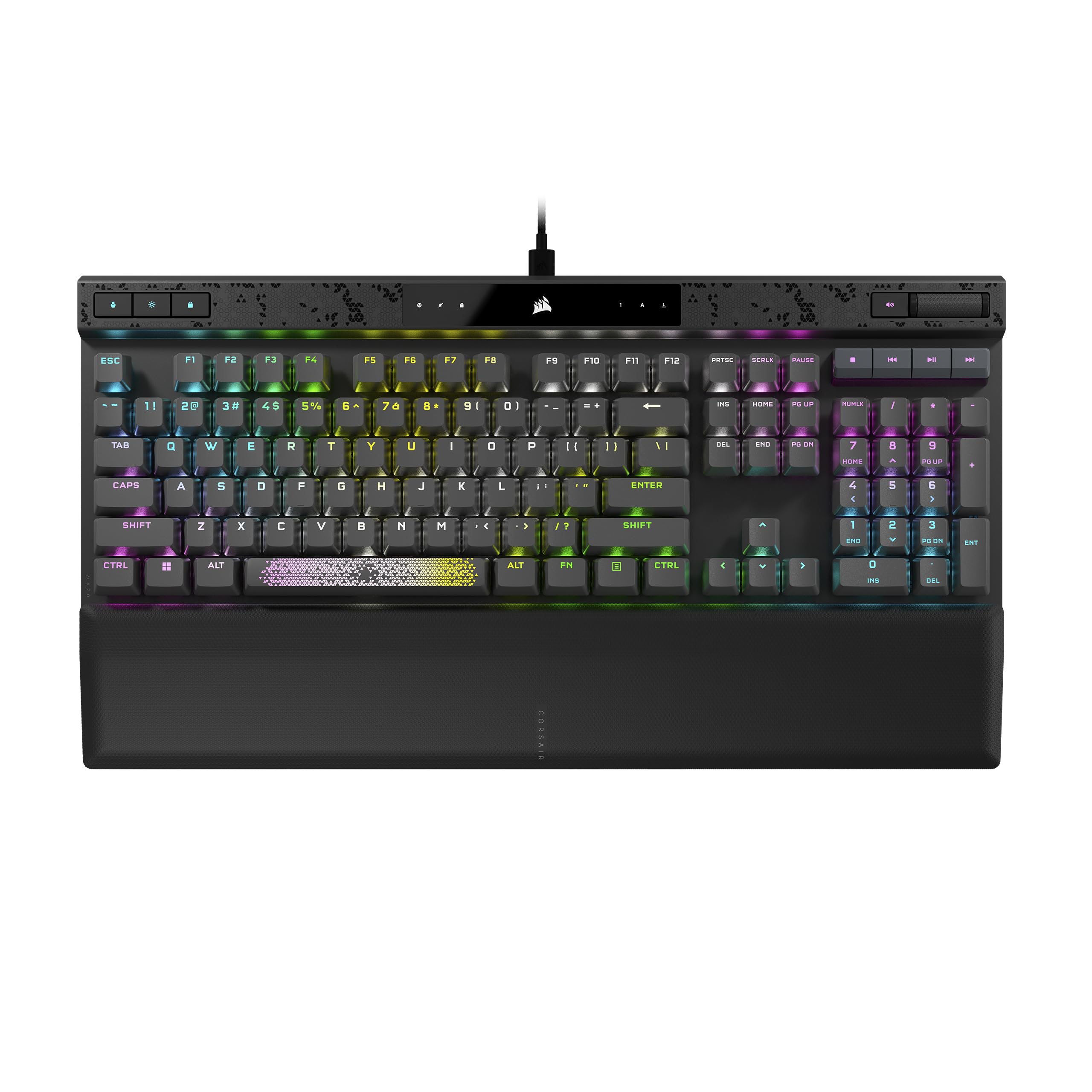 

CORSAIR K70 MAX RGB Магнітна механічна ігрова клавіатура Функція швидкого запуску Регульований хід Застосовує запатентований перемикач MGX Знімний носій чорний