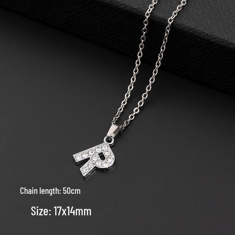 European & American Diamond Letter Pendant Necklace for Women - Stainless Steel Jewelry