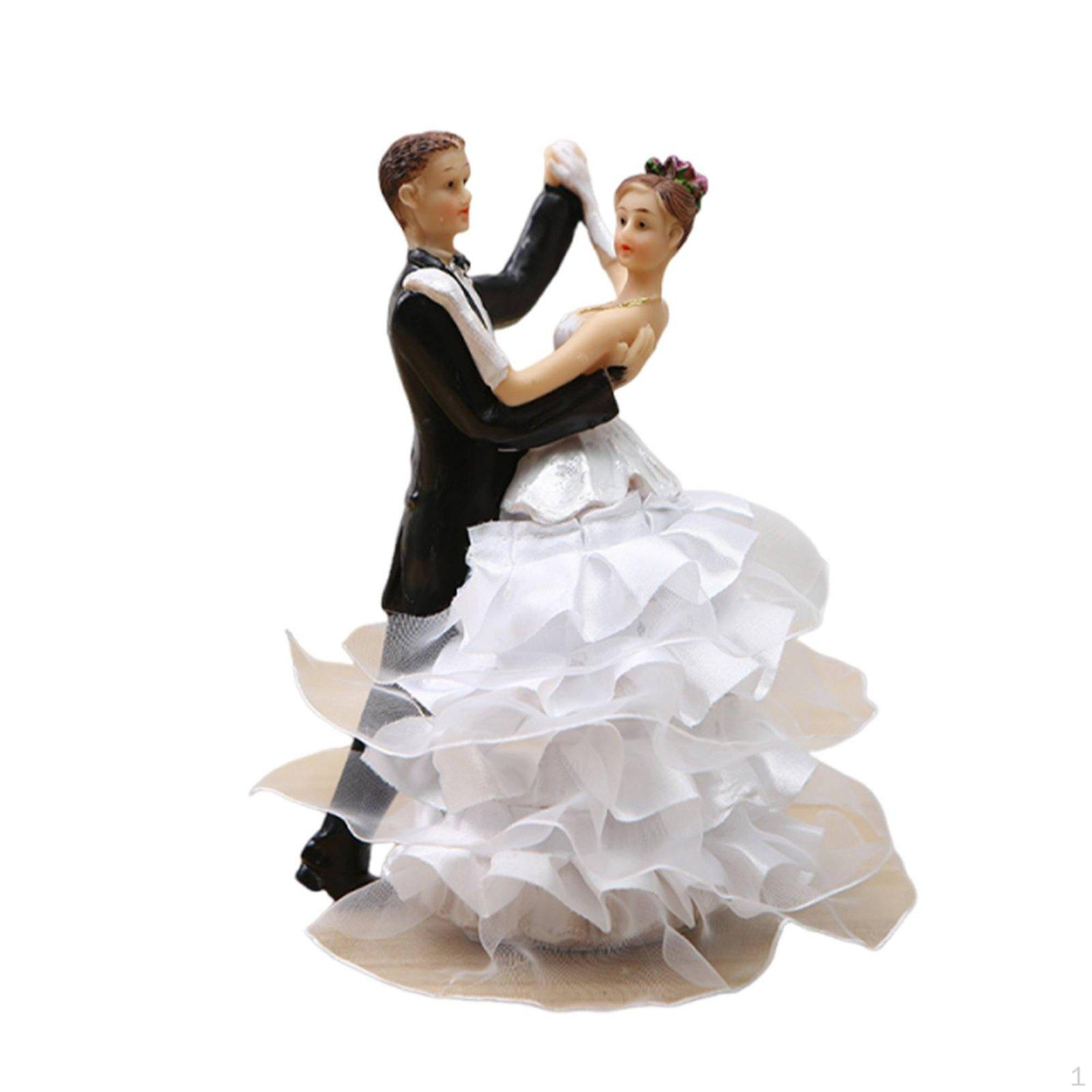 Bride and Groom Cake Topper Western Design Romantic Couple Resin Wedding Figurine B