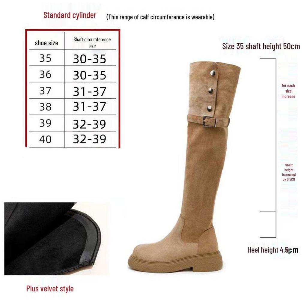 Women's Plus Size Over-the-Knee Slimming Knight Boots - Thick-Soled, Large Calf, Autumn/Winter