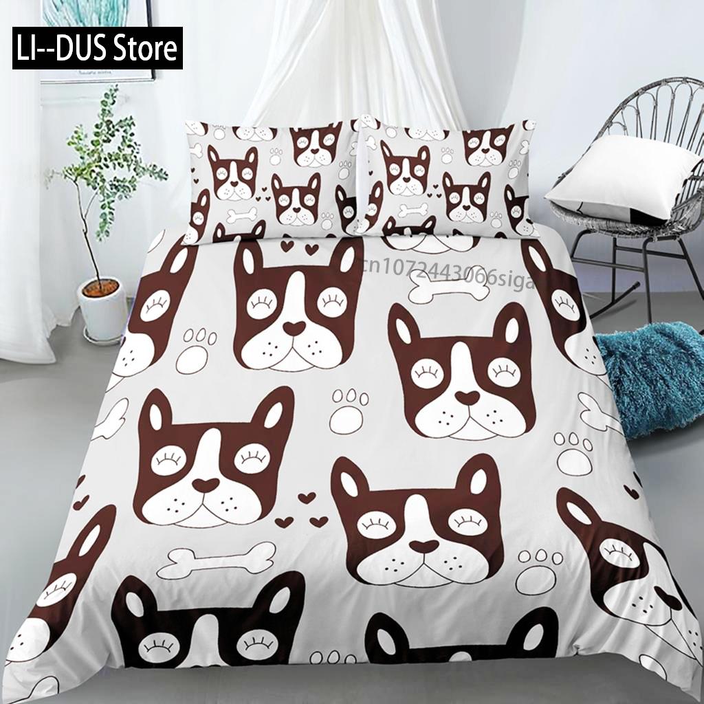 Comforter Cartoon Dog Bedding Sets Cute Pug Home Pet With Pillow Case For Family Home Bedroom Decor Women Children Kids Teen