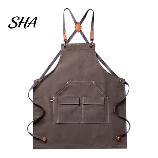 Oil Resistant Cooking Apron Waterproof Kitchen with Pockets, Chef for Men Women, Cross Back Work Barista, Gardening, Painting Craft Durable
