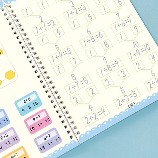 Grooved Copybook Kids Math Drawing Practice Book Handwriting Workbook Kit Number Letter Tracing Copybook for Preschoolers Neat Writing