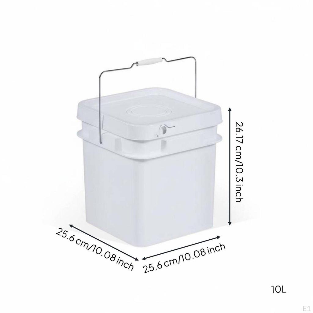 Square Bucket with Lid Versatile Use Fall Resistant Food Grade Storage Pail