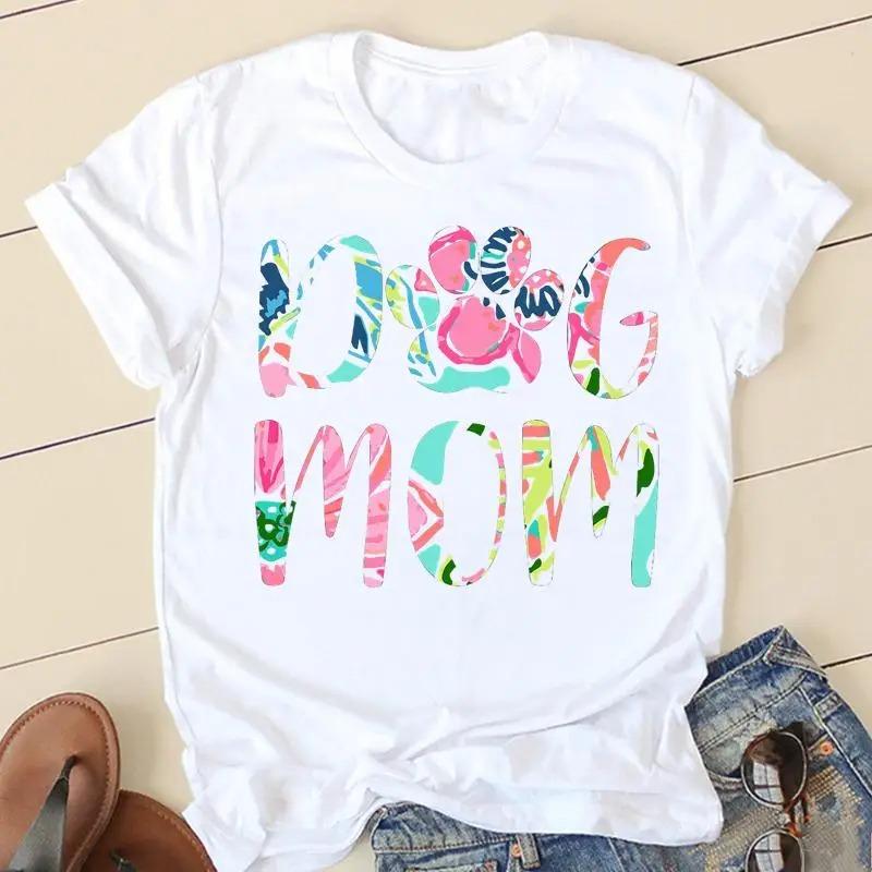 Sweet Love Pug Streetwear White Fashion Women T-Shirts Harajuku Kawaii Clothes Short Sleeve Summer Tee Casual Female Tops O-Neck