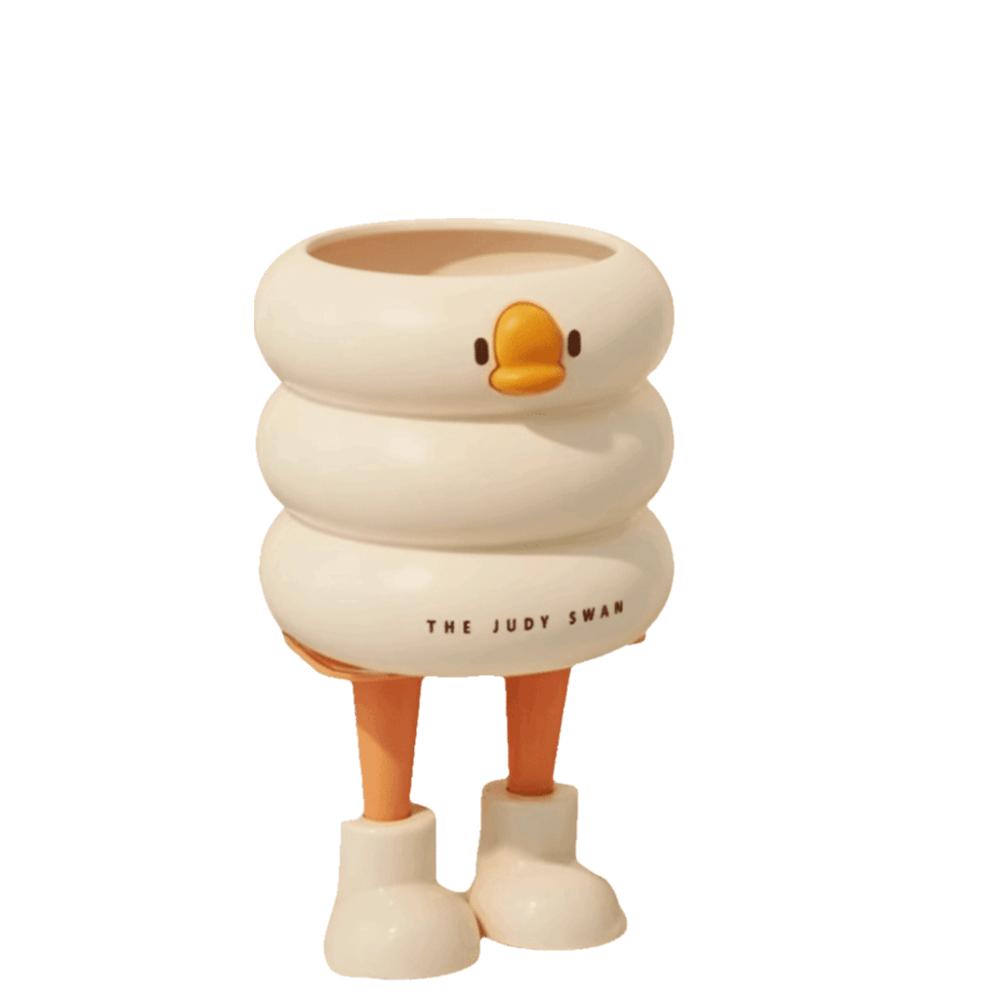 Cartoon Design Duck-Shaped Desk Organizer Ice Cream Theme Storage Bucket Student Use