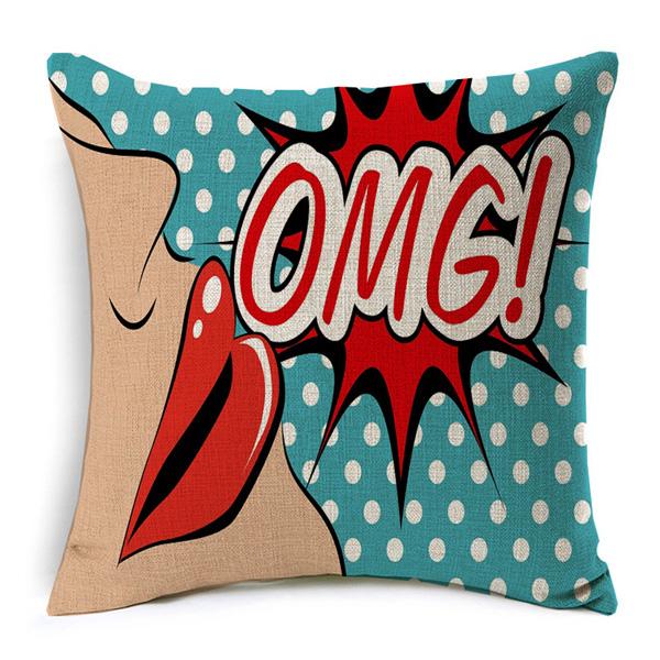 Cotton Linen Throw Pillow Cover American Pop Art Cushion Cover Pow Bang Wow Love Pineapple Modern Decorative Sofa Cushion Covers