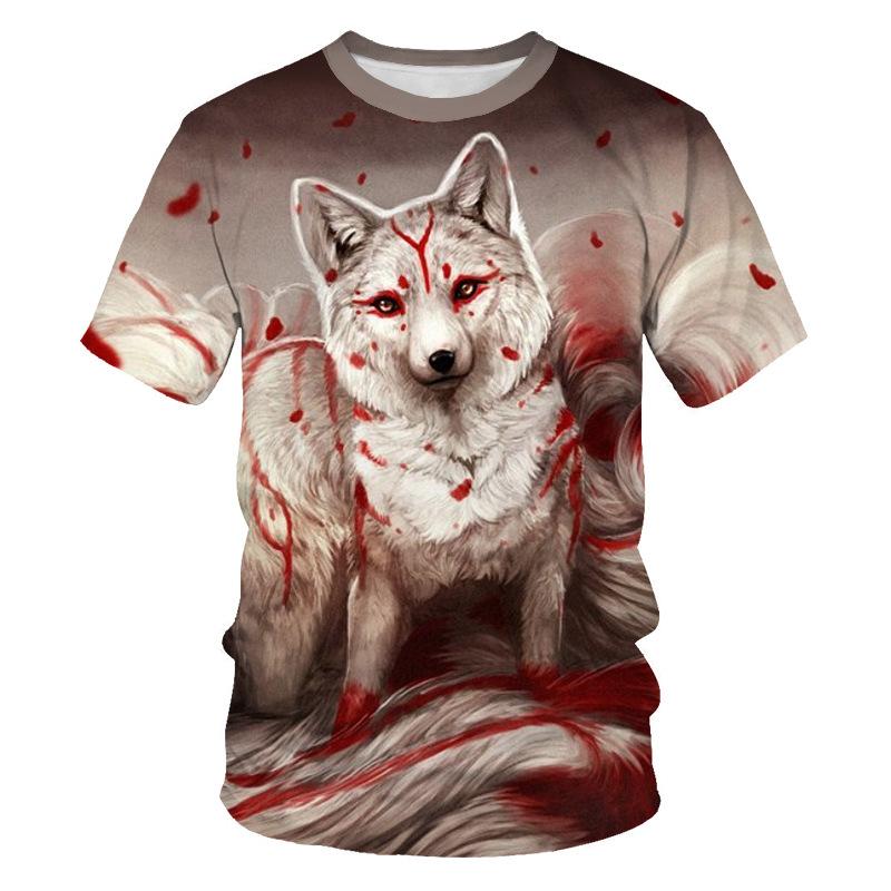 HerSight Losse Zomer Tops Mannen Plus Size Kleding Dier 3D Print T-shirt Paar Wolf Patroon Tees O Hals Korte Mouw top Ademende Man Shirts 6XL