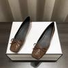 Fashion Low Heel Single Shoes Autumn New Square Toe Shallow Mouth Bow Soft Slip Non-slip Slip-on Block Heel Shoes