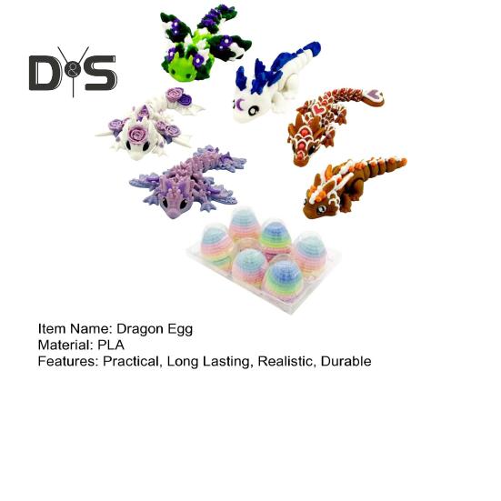 Kleines mysteriöses Drachenei. 3D-gedrucktes Drachenornament. Kräftige Farbe. Realistisch aussehendes Osterei mit voll beweglichem Drachen.