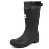 Akiriko MOZ Damen Mid-Length Regenstiefel, Wasserdicht, Leicht, TPE-Material, Schaftabdeckung & Gürtel, Rutschfeste Sohle, Urethanfutter, Schwarz, Größe LL