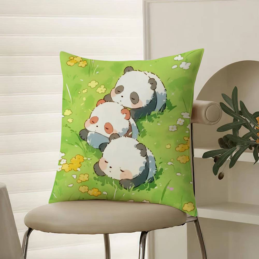 Cartoon Panda Cute Animals Pillow Case Comfort Sofa Bed Silky elegant Invisible zipper Decorative cushion cover