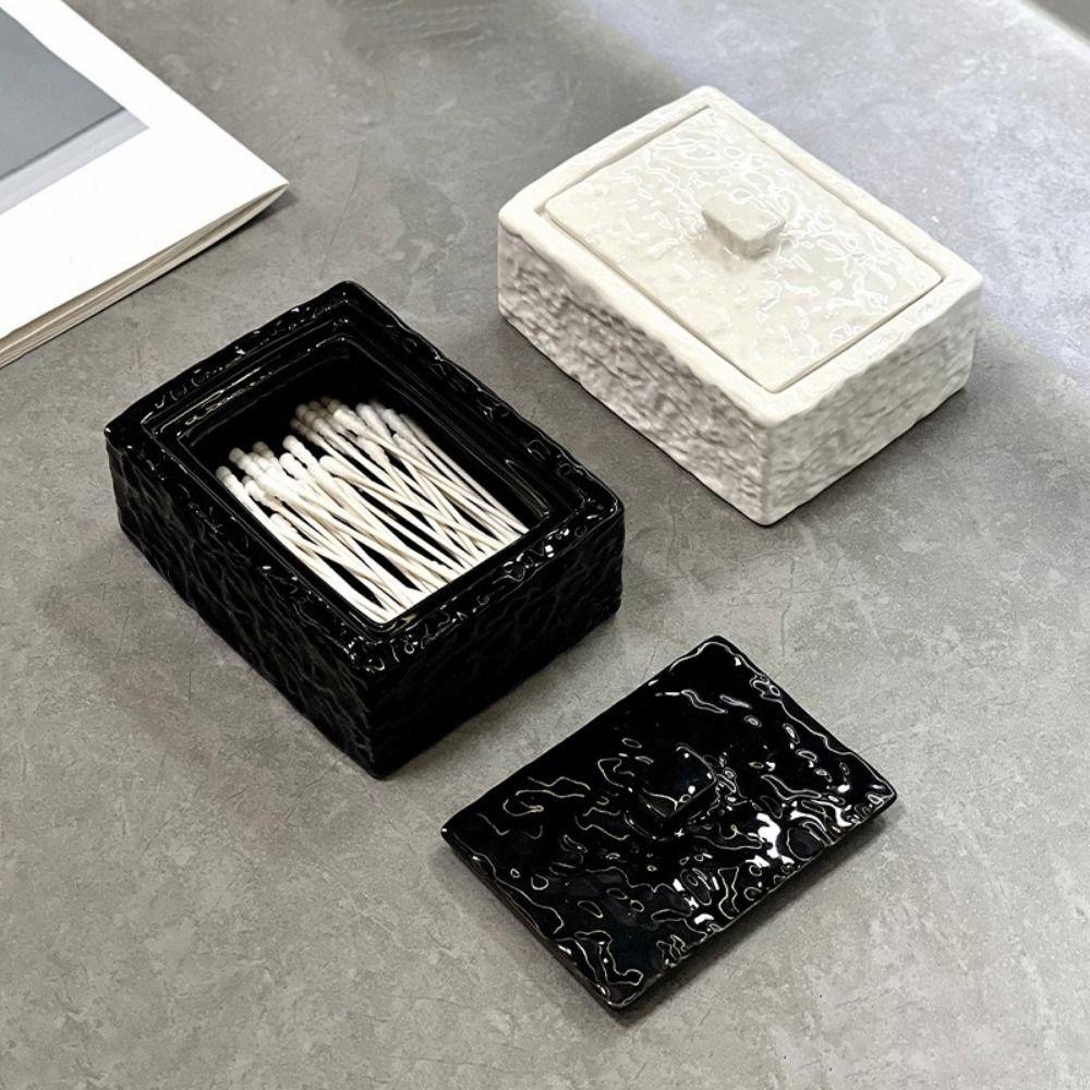 Hammered Pattern Cotton Swab Box Large Capacity Toothpick Holder Jewelry Storage Box Bedroom