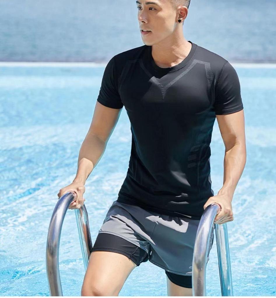 Men's Quick-Drying Double-Layer Printed Swim Trunks - Large, Loose Fit, Anti-Embarrassment, Professional Swimsuit