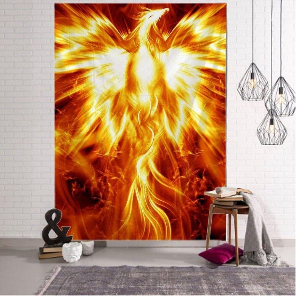 Tapestry fire phoenix flying bird home 75x100 чёрный