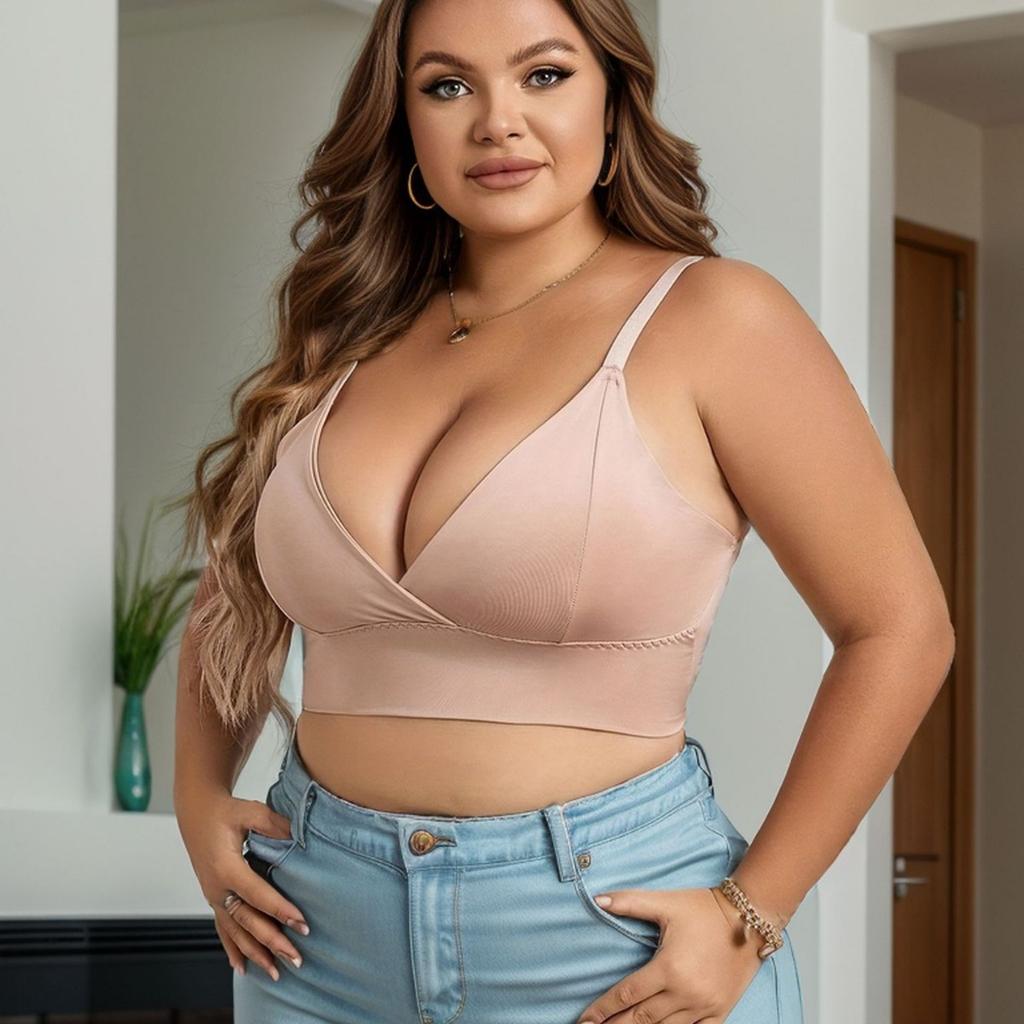 Thin High-elastic Smooth Triangle Cup No-rim Bra Fat Girl Big Chest Small Non-empty Cup Side Breast Underwear