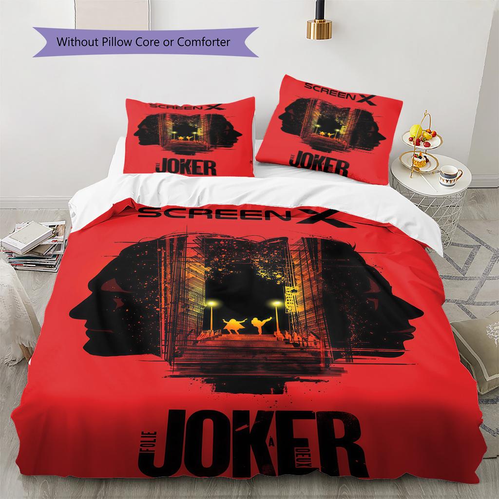Joker Print Cover Bedding Quilt Set Quilt Cover Pillowcase Home Decoration Birthday Gift (1 * duvet cover + 2 * pillowcase, without core)