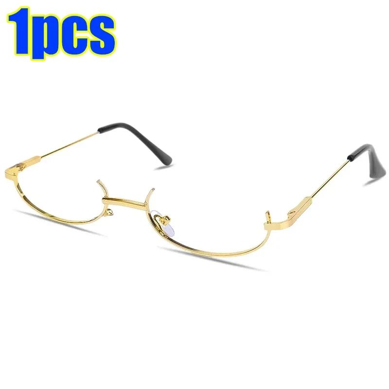 Harajuku Half Frames Glasses Women Vintage Metal Oval No Lens Optical Spectacles Eyewear Girls Cosplay Pography Eyeglasses