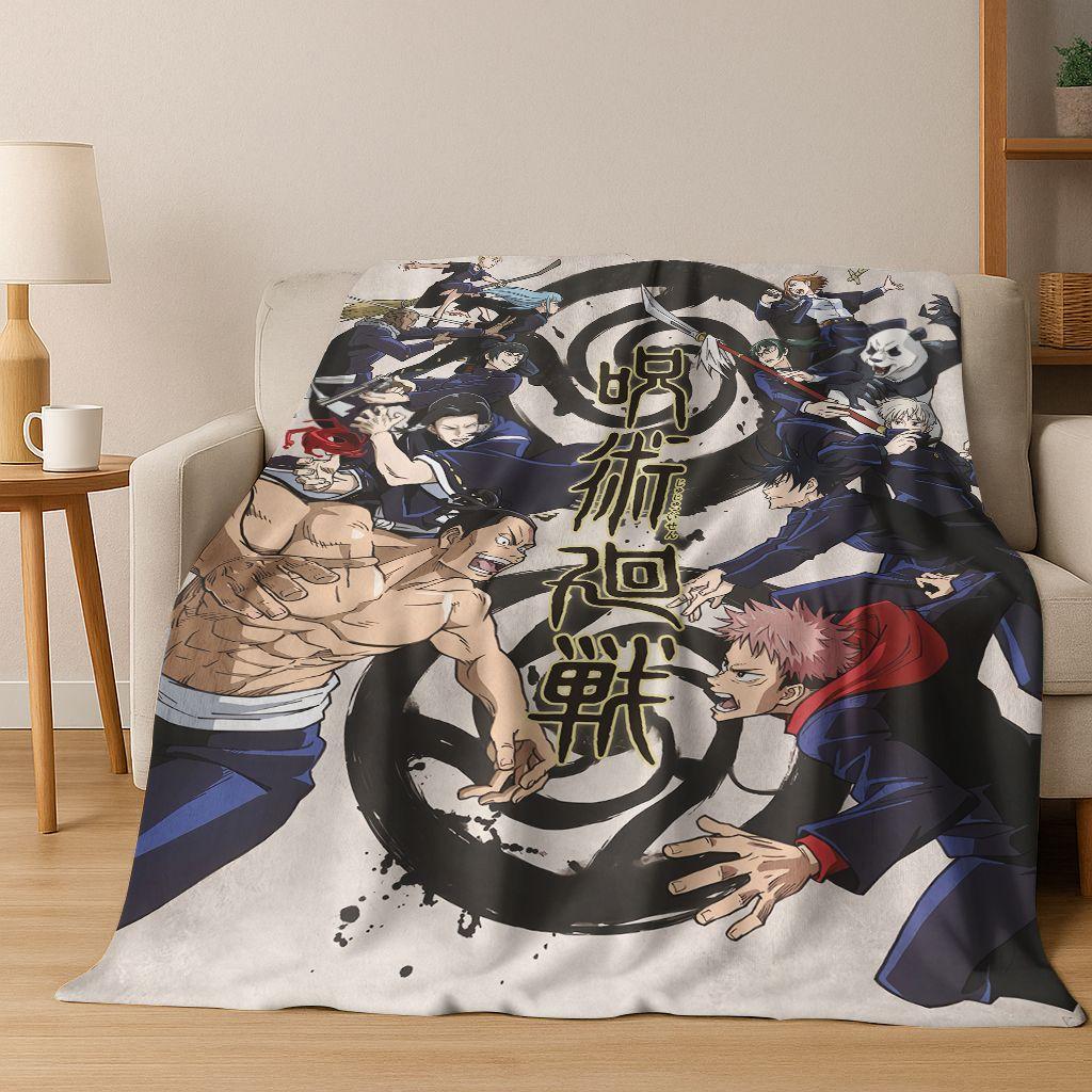 Anime Jujutsu Kaisen Yuji Satoru Cartoon Flanelldecke, Gemütliche Weiche Überwurfdecke für Zuhause Schlafzimmer Bett Sofa Picknick Abdeckung Geschenk Kind