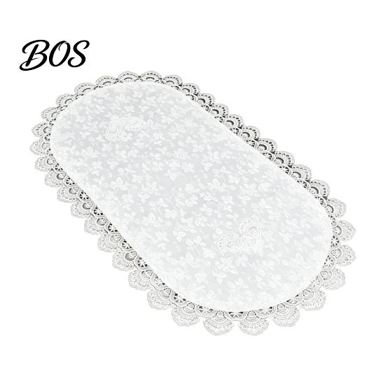 Schutz Tischläufer Oval Spitze Läufer, Vintage Deckchen, Retro Flexible Textur Blumiges Platzset für Kaffee Esszimmer Dekor Transparentes Netz