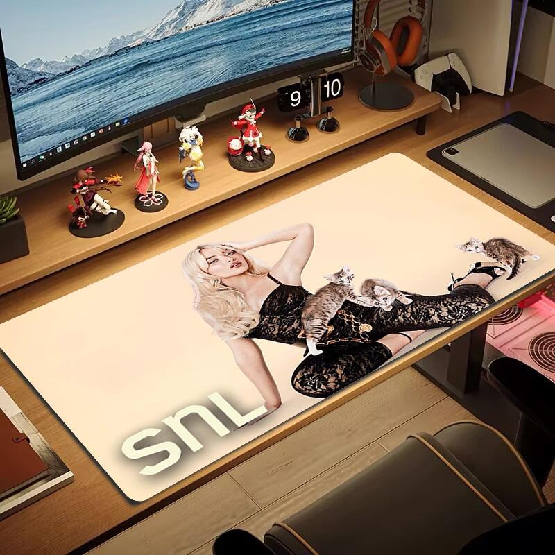 Sabrina Carpenter Large Size Mouse Pad Large Gaming Table Cushion Non-slip Laptop Tablet Big Mousepad XXL Mat Mini PC Playmat With Lock Edge