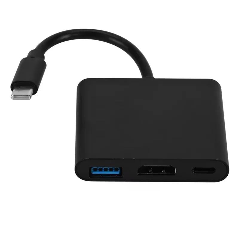 4K 1080P Typ C na HDMI-kompatibilní / USB 3.0 / Typ C 3 v 1 Kabelový konvertor Thunderbolt 3 Přepínač na HDMI-kompatibilní Adaptérový kabel