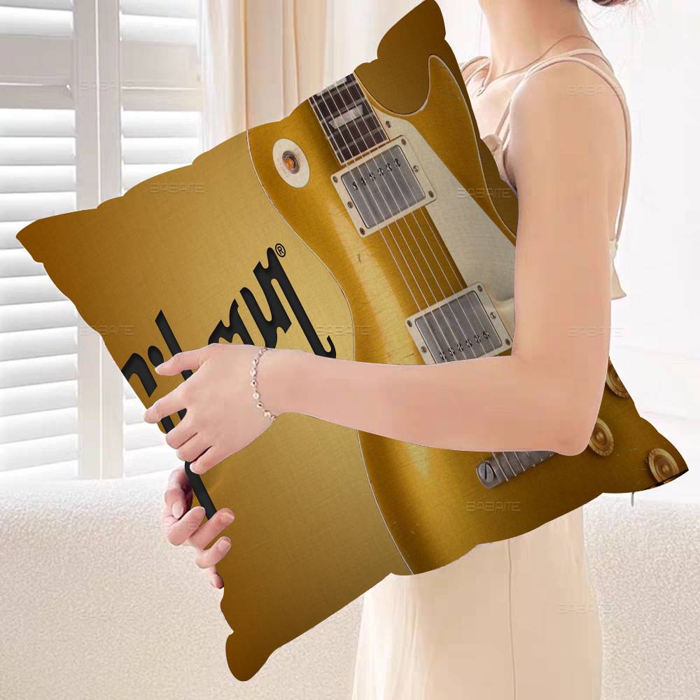 Gibson Guitar Logo Cushion Cover Pillowcase Upholstery Sofa Throw Pillow Home Decor Pillowcas
