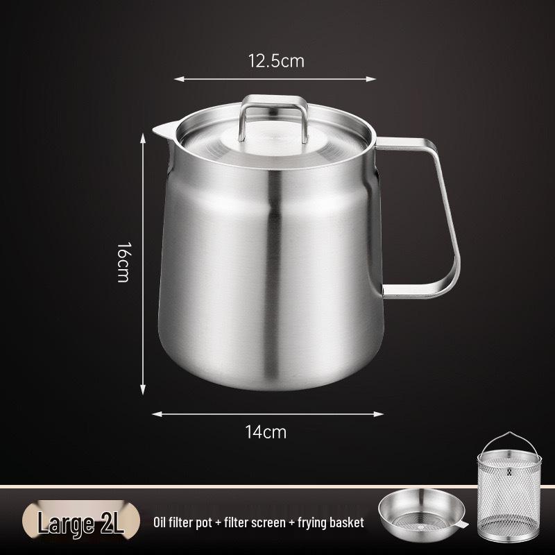 Stainless Steel 304 Oil Filter Pot for Kitchen - Frying Pot with Separate Oil and Dregs Storage.