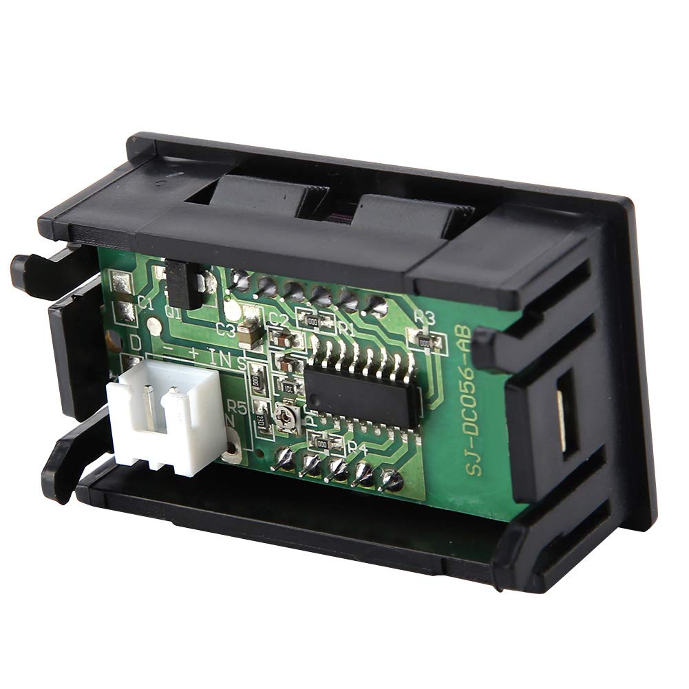 Voltage Meter, Voltmeter 0.56inch Two Wire Digital LED Display Voltage Meter for 12V 24V Battery Car (Font Backlight Color Blue)