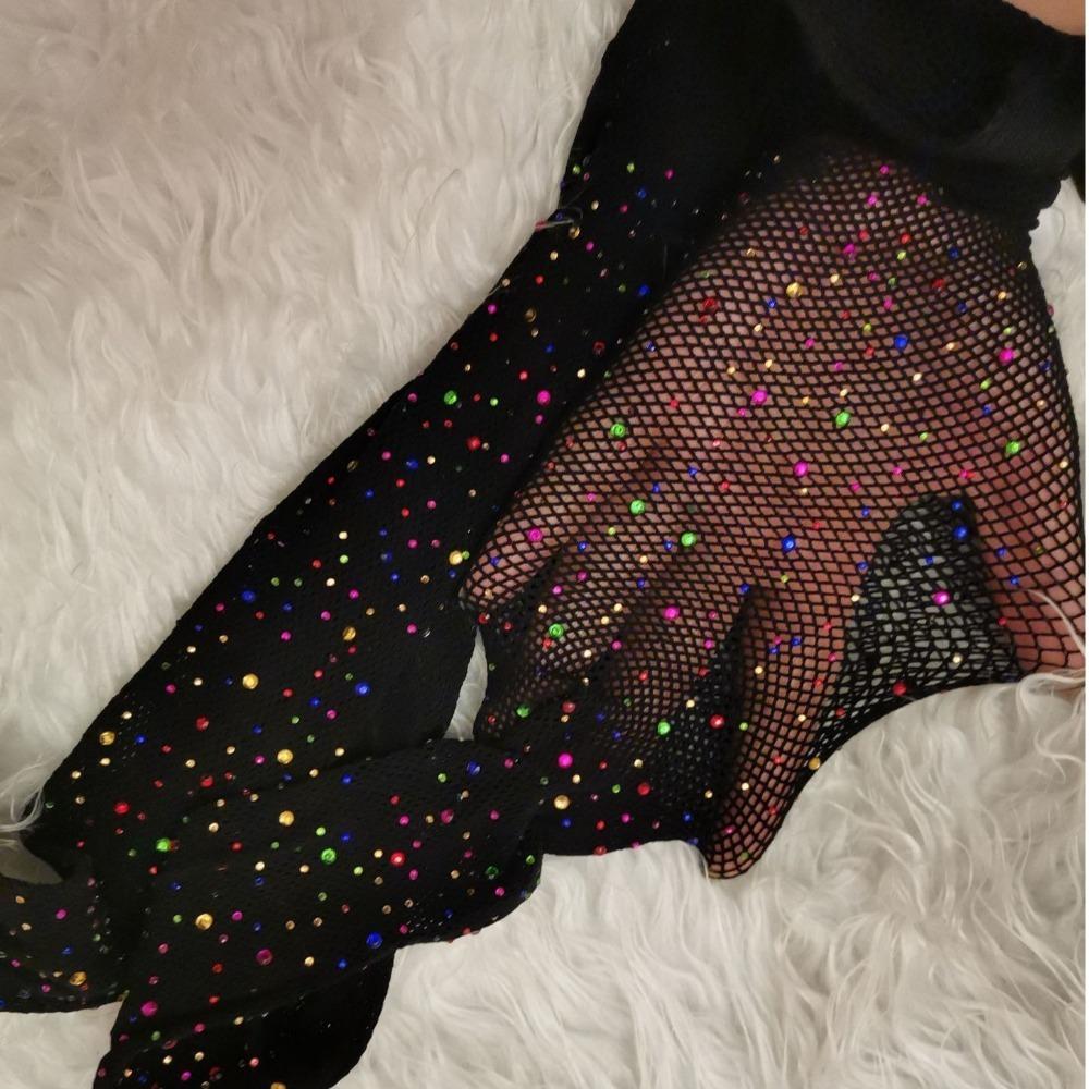 Trendy Shiny Fishnet Tights Small Mesh Glitter Pantyhose Hot-drilled Thin Stockings Women Girl