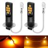 2 Amber H3 LED Bulb 3030 Car Fog-Light High Bright DRL-Driving Lamp-DC/AC12V