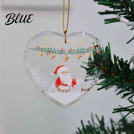 Holiday Romantic Space Decorations Heart Shaped Christmas Ornaments Crystal Santa Winter Scene Hanging Ornament Transparent Festive Porch Ornaments