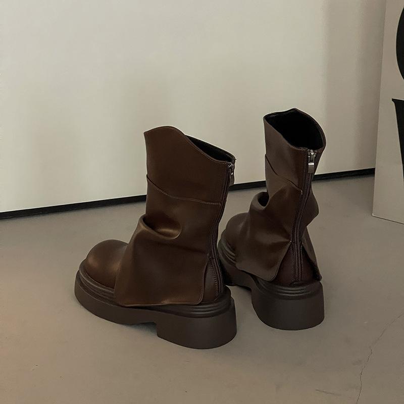 Korean version of British style platform Martin boots women's autumn fashion trend versatile trouser tube boots wedge heel fashion boots tide