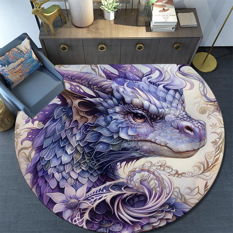 Tappeto Rotondo con Stampa Cartoon, Tappeto per Soggiorno Camera da Letto Divano Sala Giochi Decorazione, Tappetino Antiscivolo