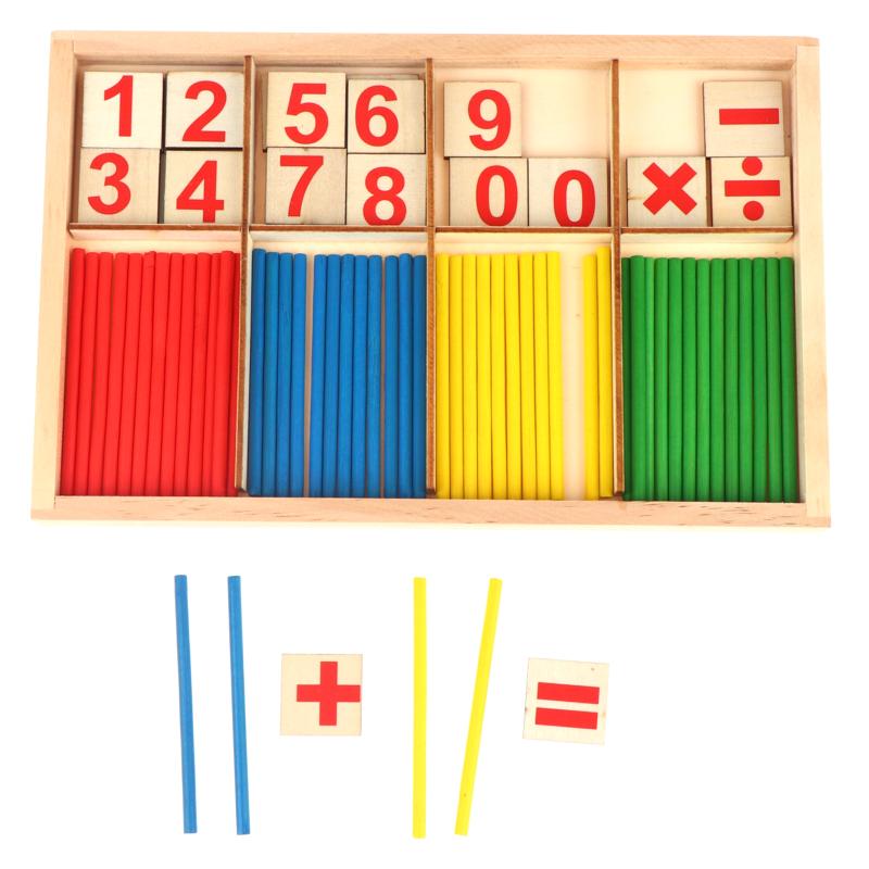Wooden Kids Math Intelligence Stick Set BPA Free Colorful Counting Rods Educational Toy for Toddlers Early Learning