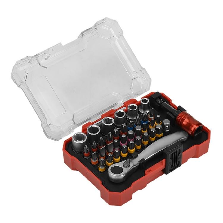 38Pc Magnetic Ratchet Screwdriver Bit Set Durability Ergonomic Design For Precise Automotive Electronics Maintenance