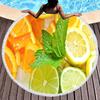 Fresh Fruit Lemon Round Beach Towel Microfiber Circle Towel Picnic Mat Absorbent Meditation Rug Yoga Mat Throw Fringe Tapestry