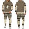 New Men 2 Pieces Tracksuit National Cow Skull 3D Print Casual Hoodies Sweatpants Sets Fashion Hip Hop Street Clothing Suits