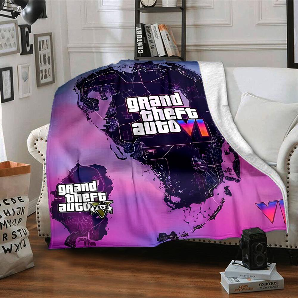 1 Stück Decke - Spiel Grand Theft Auto Aufdruckdesign,Leichte Decke für Sofa,Bett - Weich & Warm,Geschenk für Alle Jahreszeiten