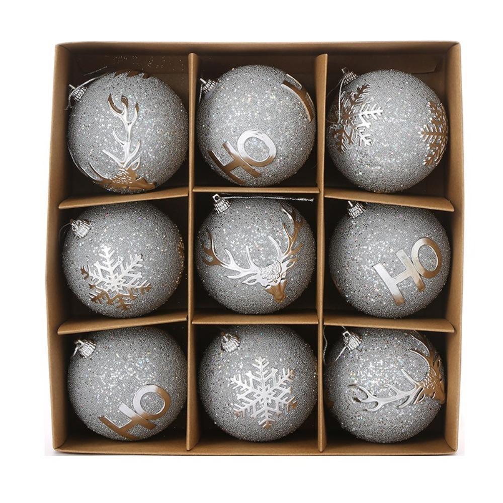 

9PCS DIY Crafts Painted Christmas Gifts Boxes Pendant Plastic Christmas Decorations New Year серебряный