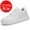 Men's Lift Sneakers Elevator Shoes Height Increase Insole 8cm White Black Taller Shoes Leisure Fashion Sports Plus Size 36-44