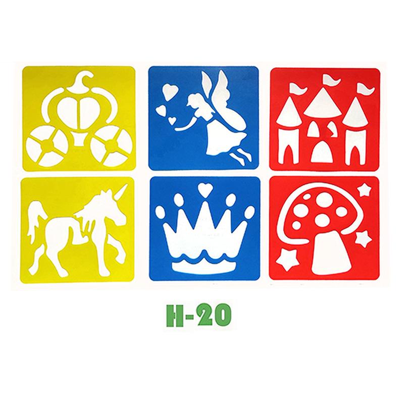 6PCS Hollow Out Painting Template Washable Reusable Plastic Graffiti Ruler DIY Paint Tool Creative Craft Drawing Accessories ZYF