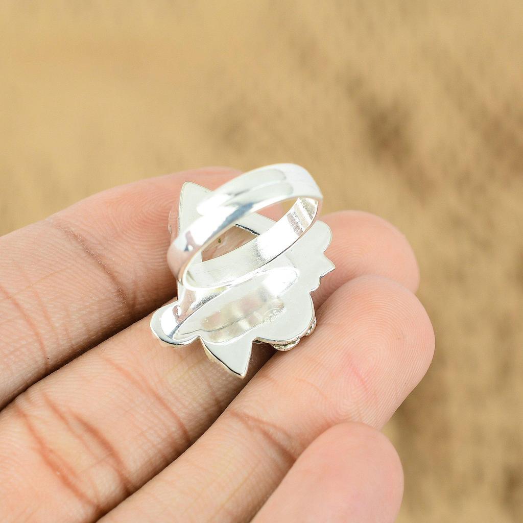 Mothers day Deal 925 Sterling Silver Scolecite Stone Flower Handcrafted New Ring