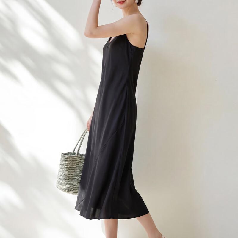 Mulberry Silk Satin V-Neck Camisole Dress